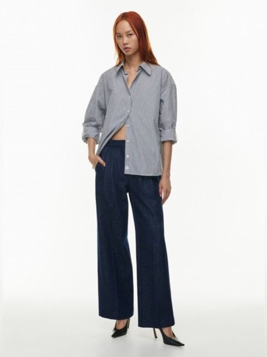 Aritzia Tops - Aritzia Babaton Archive Poplin Shirt Oversized Mila Ink Navy/White Size Small